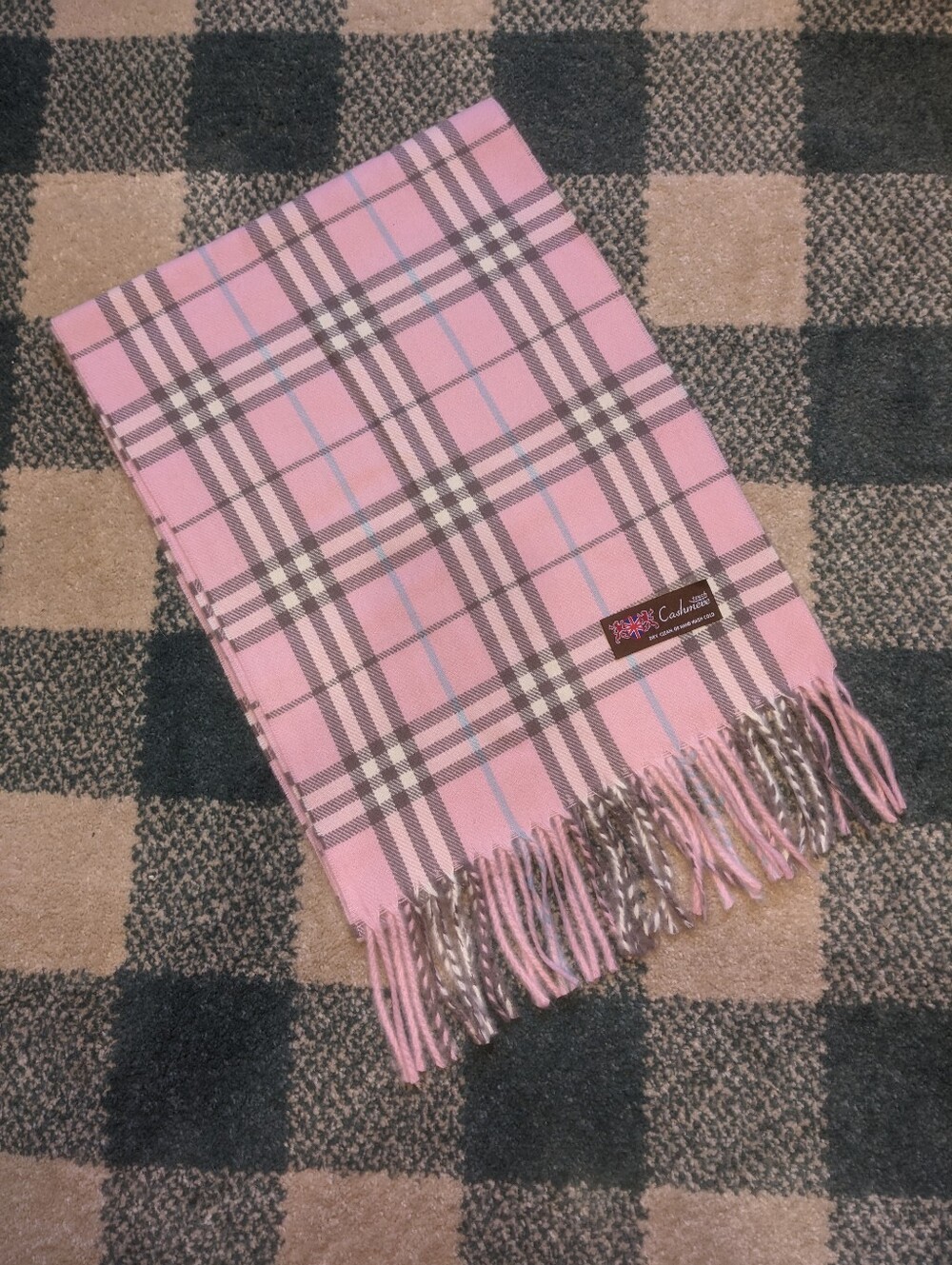 Touch Cashmere Pastel Pink And Baby Blue Flannel Scarf